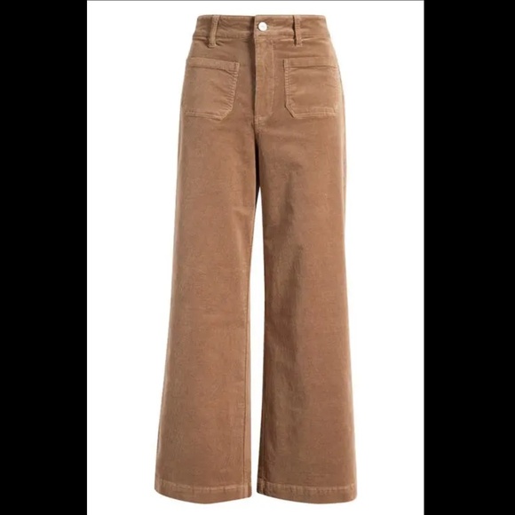 Paige Anessa Patch Pocket Wide Leg Corduroy Pants BROWN - Picture 3 of 8